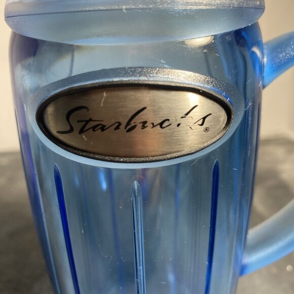 Starbucks 12oz Blue Rocket Tumbler Summer 2001 Barista Dome Lid Coffee Retro - Picture 2 of 8